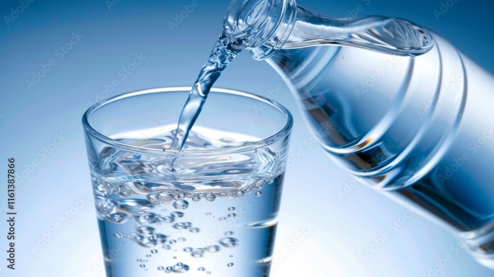 Crisp water cascading into a glass against a white backdrop for clear hydration design projects Crisp water cascading into a glass against a white backdrop for clear hydration design projects