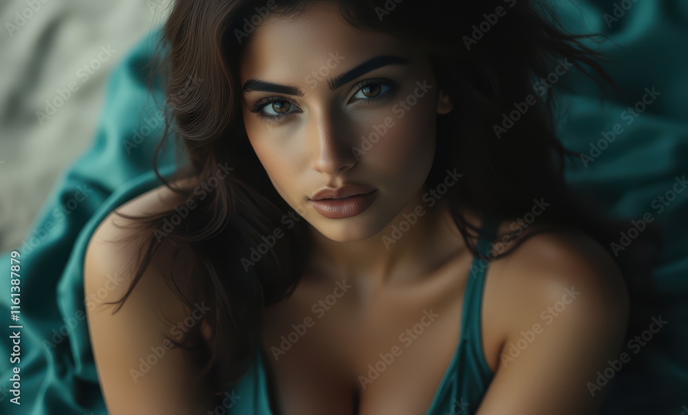 Stunning young woman with long dark hair Stunning young woman with long dark hair