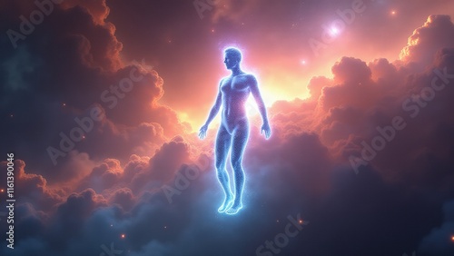 Wallpaper Mural A surreal artistic visualization of astral projection, symbolizing spiritual freedom in a colorful cosmic nebula.. Torontodigital.ca