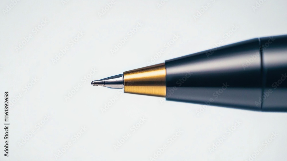 Close-up of a sophisticated pen's tip, showcasing its elegant design and precision engineering. The golden accents highlight the pen's luxurious quality. Close-up of a sophisticated pen's tip, showcasing its elegant design and precision engineering. The golden accents highlight the pen's luxurious quality.