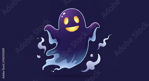 Cute Cartoon Ghost Illustration for Halloween - Friendly Spooky Spirit Design photo