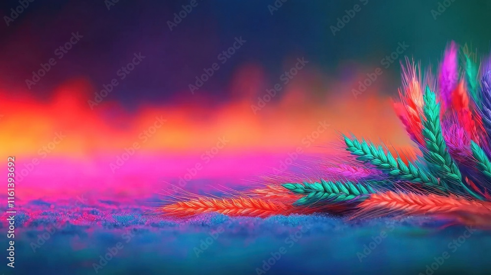Vibrant Wheat Stalks at Sunset Colorful Nature Photography Vibrant Wheat Stalks at Sunset Colorful Nature Photography