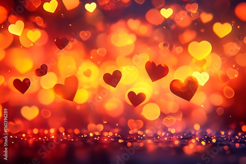 An abstract Valentine's Day background filled with swirling hearts in vibrant reds and pinks, evoking love and romance in a dreamy design.