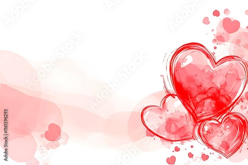 An abstract Valentine's Day background filled with swirling hearts in vibrant reds and pinks, evoking love and romance in a dreamy design.