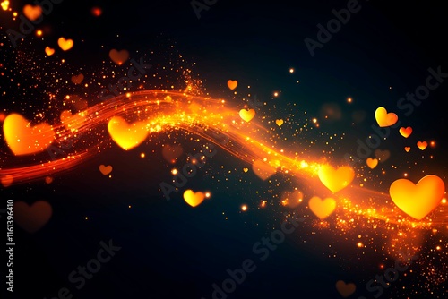 An abstract Valentine's Day background filled with swirling hearts in vibrant reds and pinks, evoking love and romance in a dreamy design.