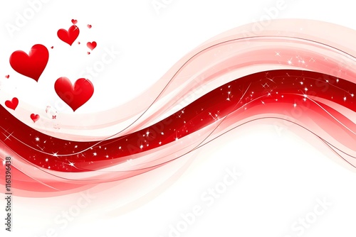 An abstract Valentine's Day background filled with swirling hearts in vibrant reds and pinks, evoking love and romance in a dreamy design.