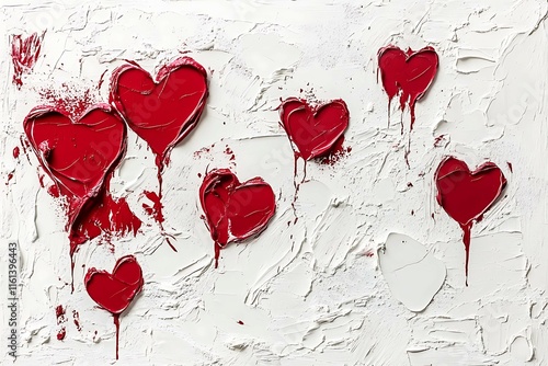 An abstract Valentine's Day background filled with swirling hearts in vibrant reds and pinks, evoking love and romance in a dreamy design.