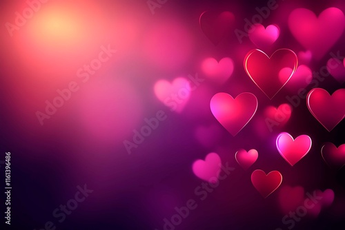 An abstract Valentine's Day background filled with swirling hearts in vibrant reds and pinks, evoking love and romance in a dreamy design.