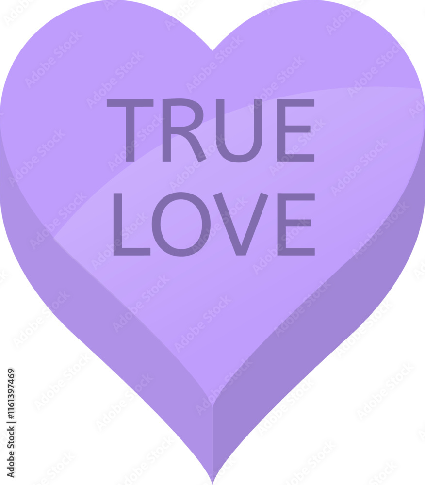 Purple candy heart with the words TRUE LOVE written on it, representing affection and romance, perfect for Valentine s Day celebrations and expressions of love Purple candy heart with the words TRUE LOVE written on it, representing affection and romance, perfect for Valentine s Day celebrations and expressions of love