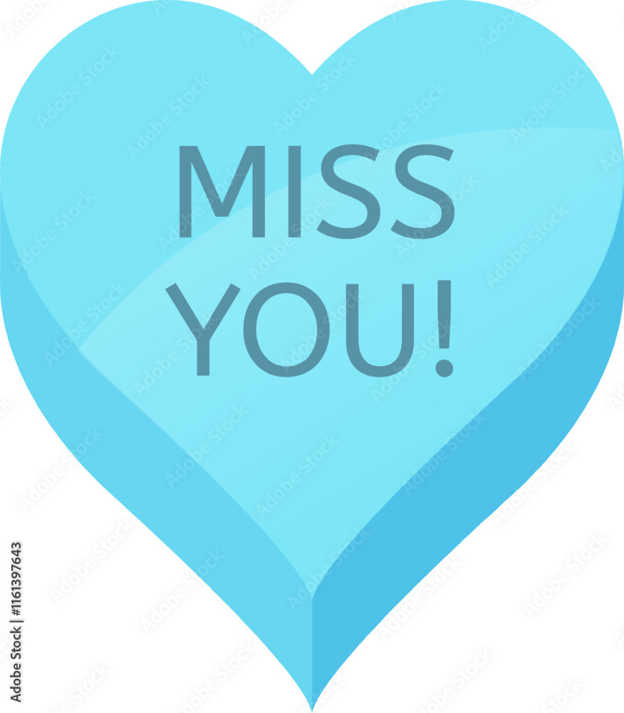Light blue candy heart featuring the words miss you, beautifully capturing feelings of longing and affection for someone special, perfect for expressing heartfelt emotions Light blue candy heart featuring the words miss you, beautifully capturing feelings of longing and affection for someone special, perfect for expressing heartfelt emotions
