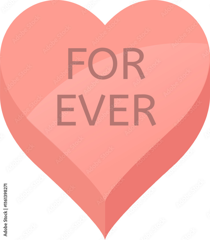 Pink heart shaped candy with the inscription For Ever conveying a message of everlasting love and affection, ideal for Valentine s Day or romantic celebrations Pink heart shaped candy with the inscription For Ever conveying a message of everlasting love and affection, ideal for Valentine s Day or romantic celebrations