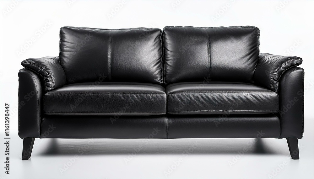 Black leather couch isolated on a white background Black leather couch isolated on a white background