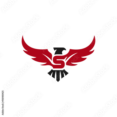 initial letter S a eagle Bird, Classic Premium Falcon Hawk Eagle Vintage logo design.