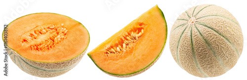 Fotografie set of melons isolated on a white background