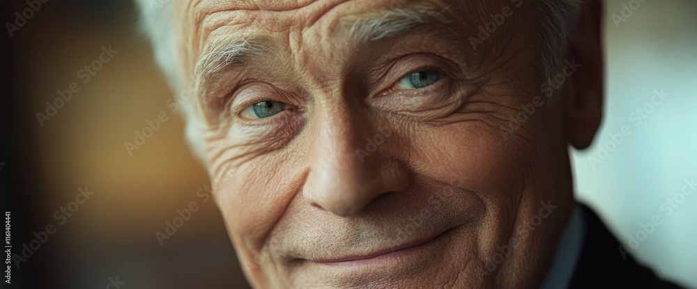 Close-up portrait of a smiling senior man with blue eyes and wrinkles. Close-up portrait of a smiling senior man with blue eyes and wrinkles.