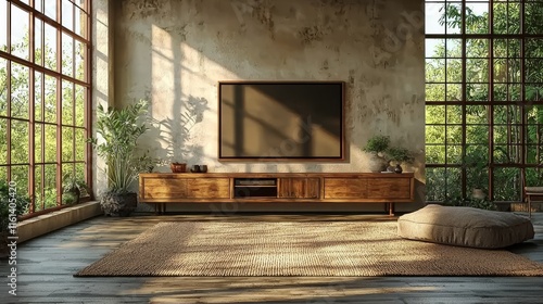 Wallpaper Mural Shelves and books on a desk in front of an empty, clean wall in a modern home design Torontodigital.ca