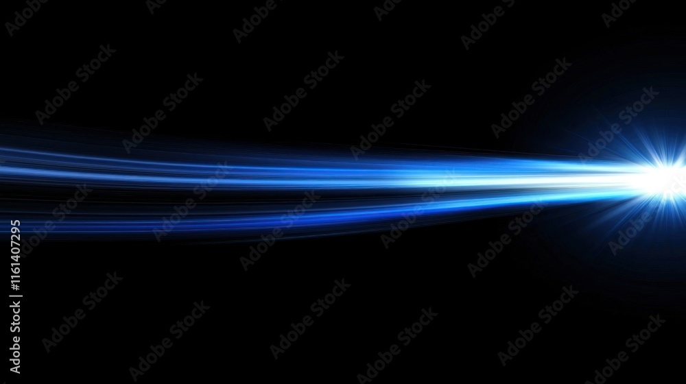 Abstract Blue Light Streak on Black Background Abstract Blue Light Streak on Black Background