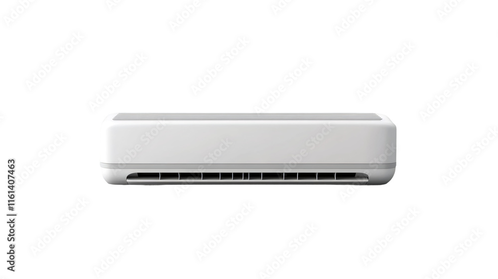 White air conditioner isolated on transparent background, ideal for cooling home or office environment White air conditioner isolated on transparent background, ideal for cooling home or office environment