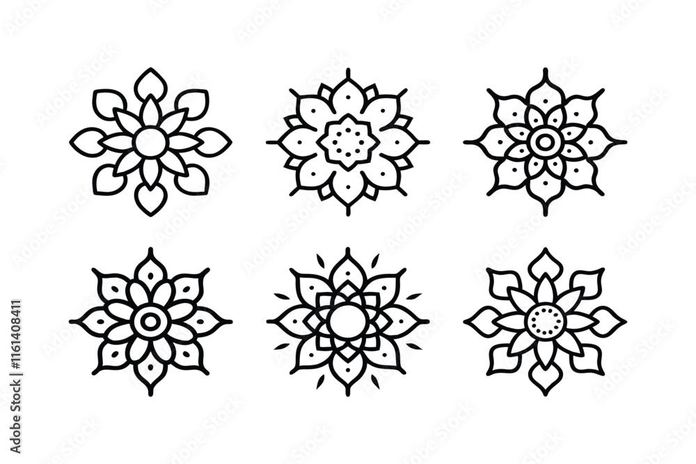 Set of Icons mandala art vector pattern Set of Icons mandala art vector pattern