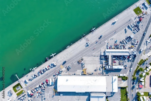 Aerial view of a transportation terminal photo