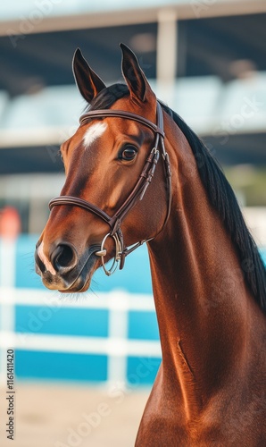 A beautiful chestnut horse. AI. photo