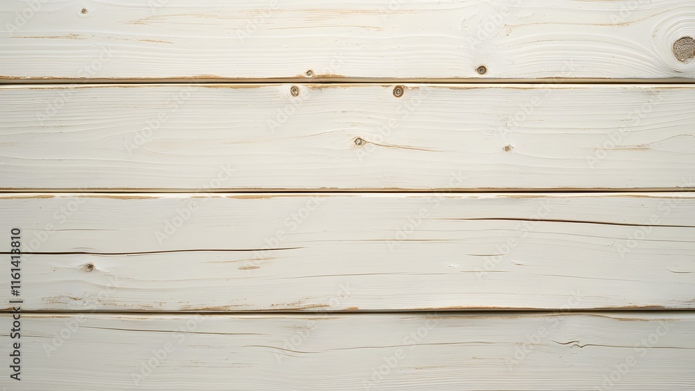 Naklejka premium Serene Creamy White Wooden Planks Background, Warm, Cozy, Distressed Texture with Subtle Grain