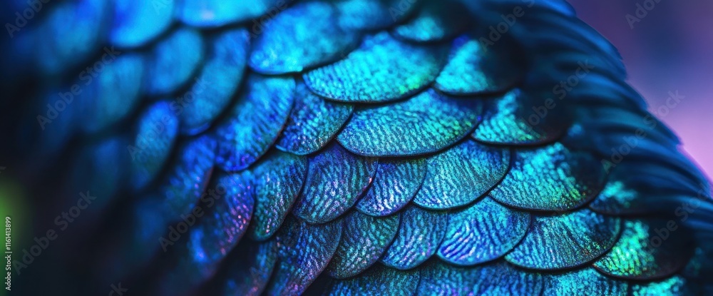 Obraz premium Close-up of iridescent blue scales.