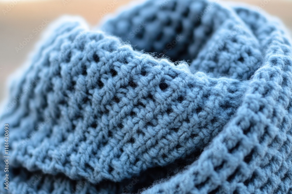 A Close Up View Of Soft Blue Knitted Fabric A Close Up View Of Soft Blue Knitted Fabric