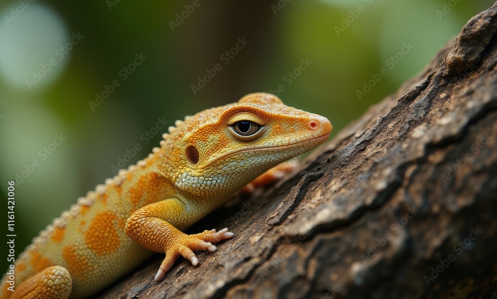 Close-up of a vibrant orange lizard Close-up of a vibrant orange lizard