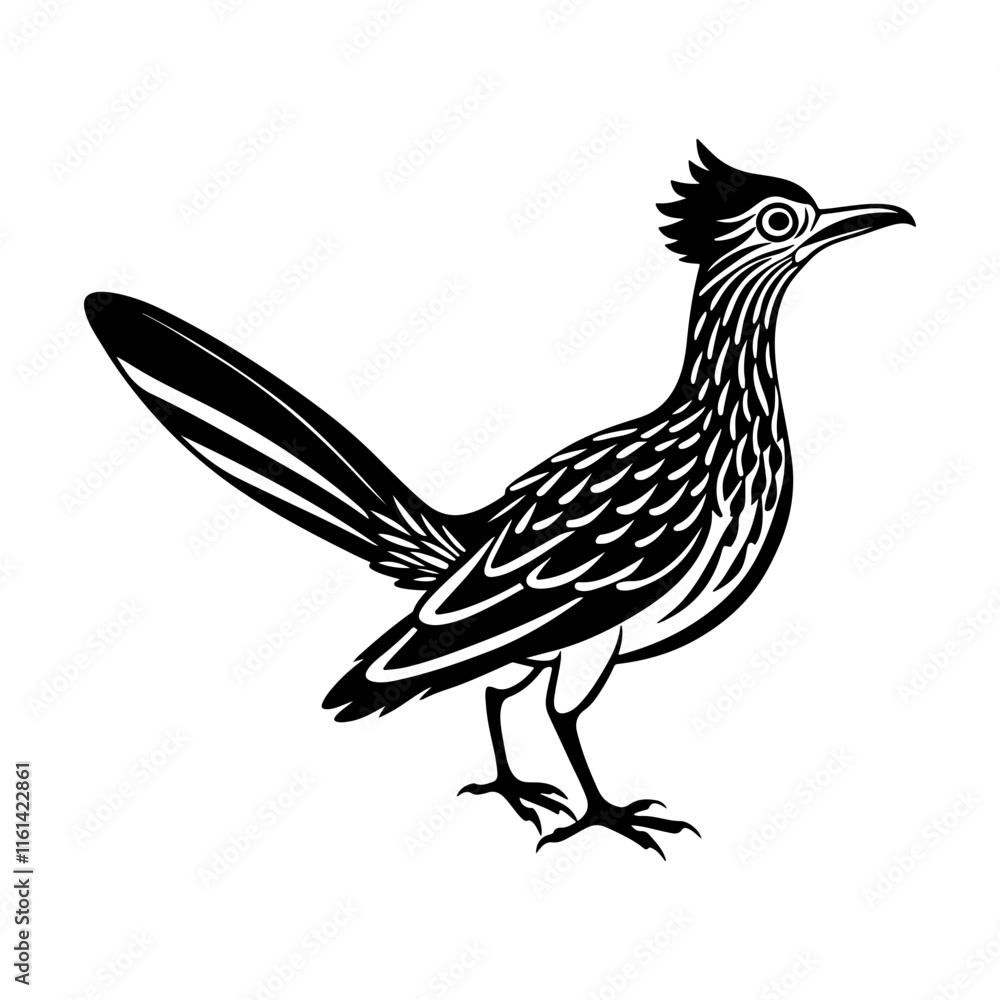Naklejka premium roadrunner Bird silhouette, black and white silhouette, vector and&nbsp;illustration