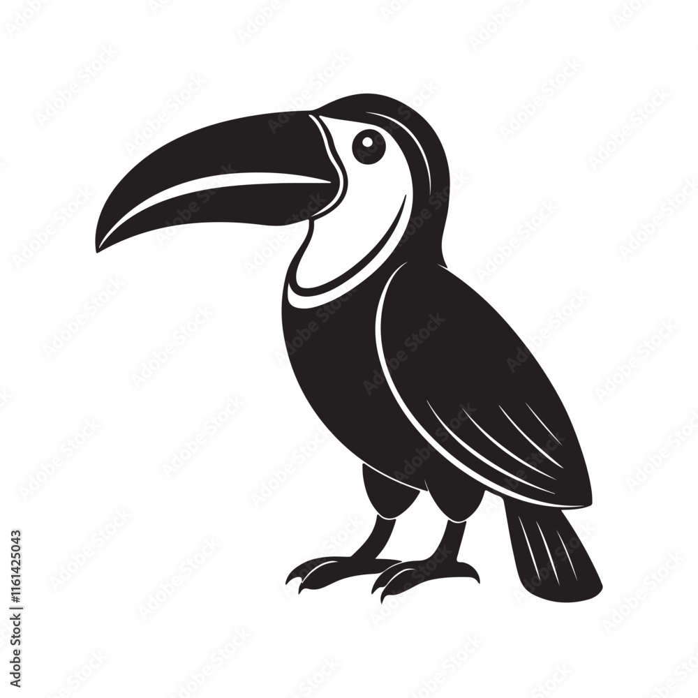Toucan Bird silhouette, black and white silhouette, vector and illustration Toucan Bird silhouette, black and white silhouette, vector and illustration