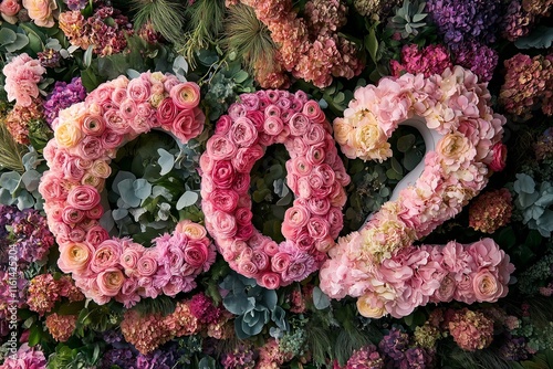 CO2 made of summer flowers on blue background