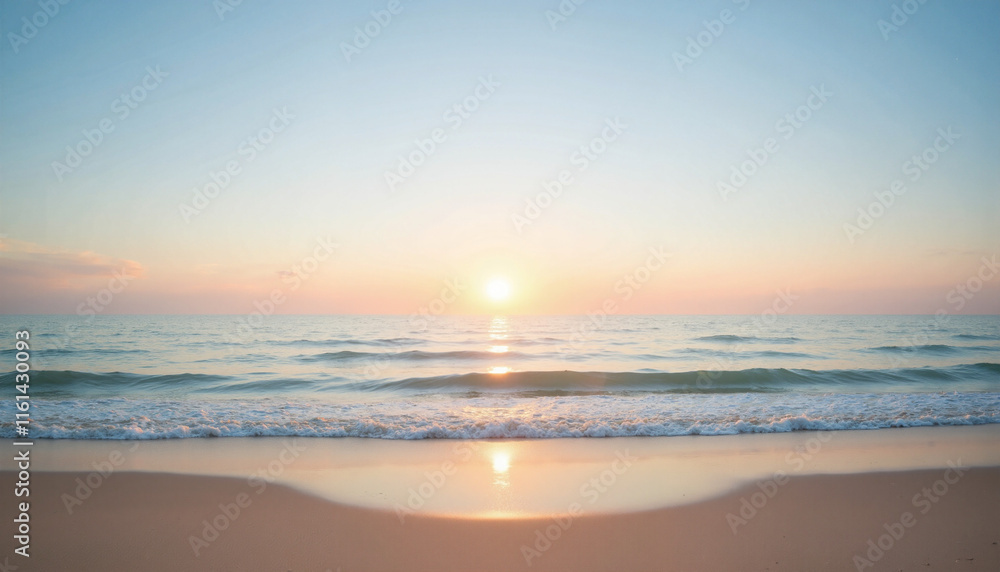 Calm Ocean Waves at Sunset with Soft Pastel Colors Reflecting on Water, Evoking a Soothing Meditation Mood Calm Ocean Waves at Sunset with Soft Pastel Colors Reflecting on Water, Evoking a Soothing Meditation Mood