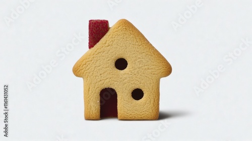 gingerbread house shaped cookie isolated on transparent background Generative...
