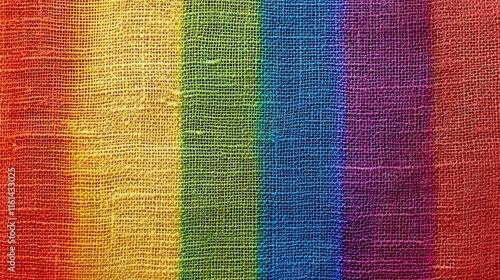 Vibrant Rainbow Textile with Bold Colors and Fine Threads on a Neutral Background photo