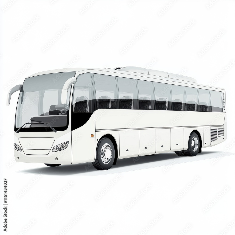 A sleek, modern passenger bus with a spacious interior and a striking white exterior. A sleek, modern passenger bus with a spacious interior and a striking white exterior.