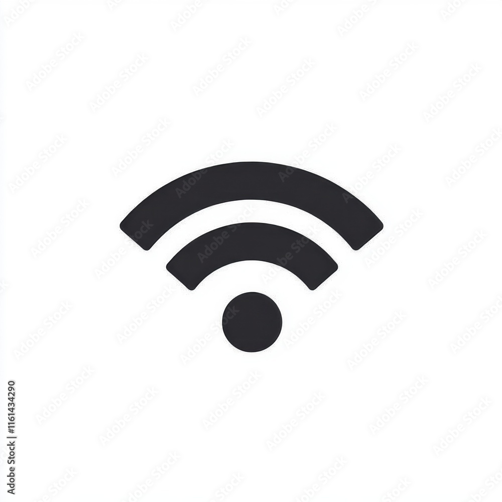 Iconic Wi-Fi symbol in bold black on a clean white background, representing connectivity and technology. Iconic Wi-Fi symbol in bold black on a clean white background, representing connectivity and technology.