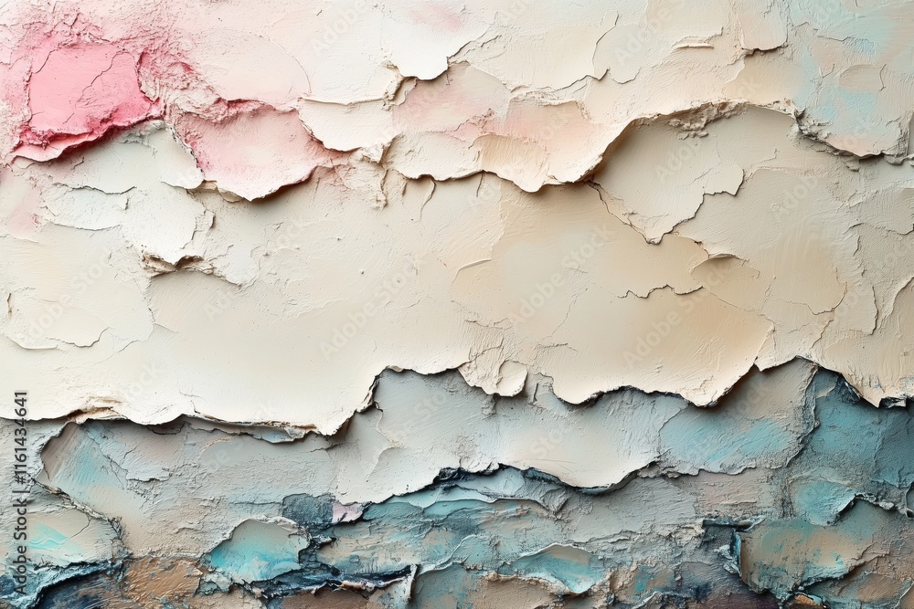 Thick textured paint in pastel colors creating abstract landscape Thick textured paint in pastel colors creating abstract landscape