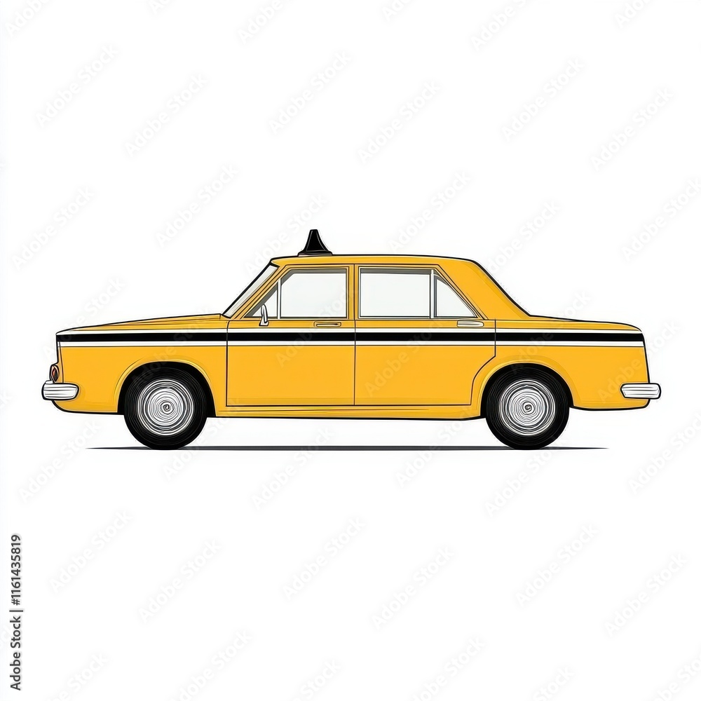 Obraz premium A vibrant yellow taxi with a classic design, showcasing its iconic shape and details, perfect for urban scenes.