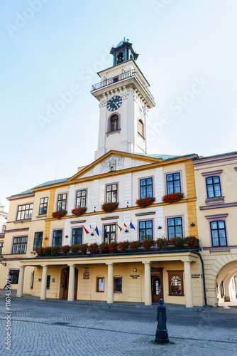 Obraz na płótnie CIESZYN, POLAND - OCTOBER 26, 2019: Beautiful old tenements by the Main Market Square in Cieszyn, Poland. w salonie