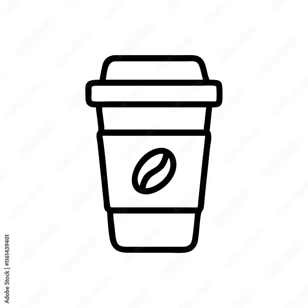 Coffee cup with bean logo on white background Coffee cup with bean logo on white background