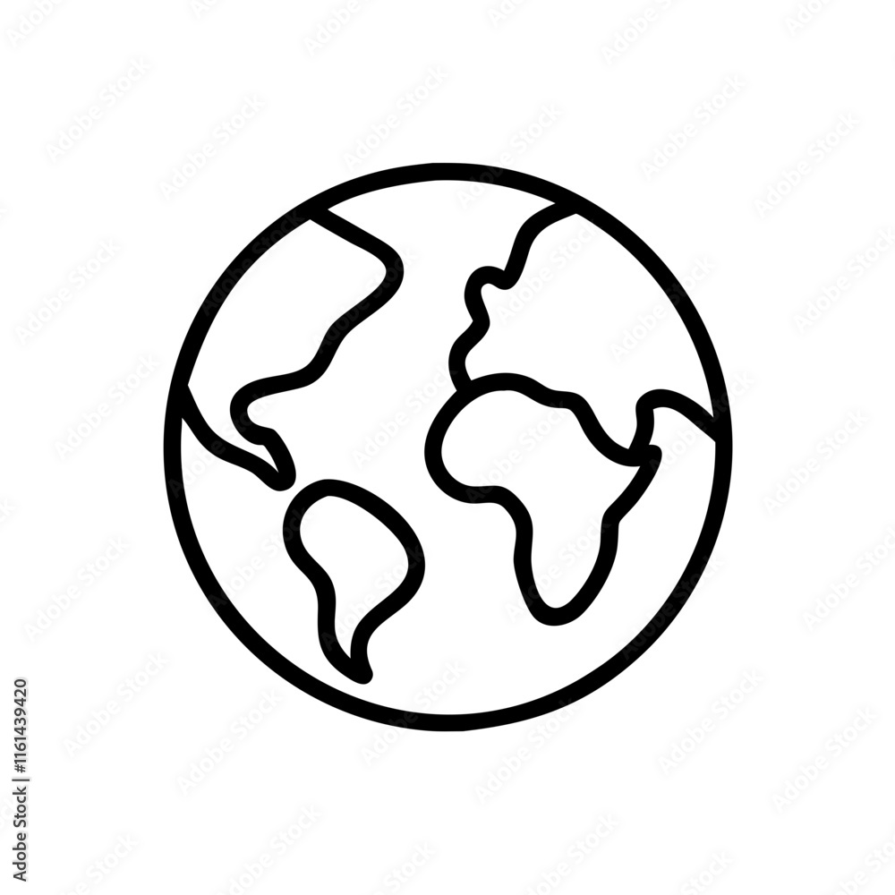 Outline of Earth globe on white background Outline of Earth globe on white background