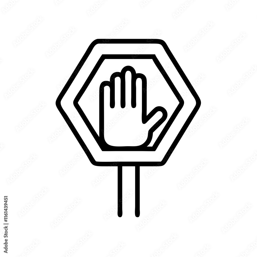 Hand signal stop sign icon on white background Hand signal stop sign icon on white background