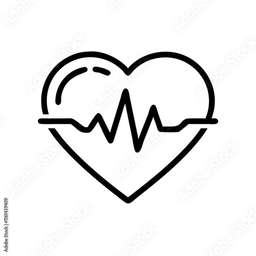 Heart symbol with heartbeat line in simple design