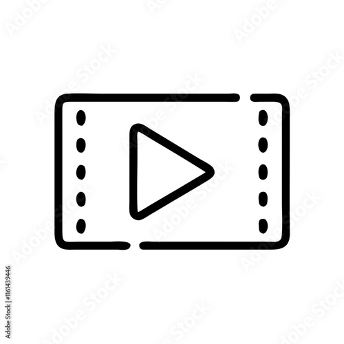 Videotape icon with play button on white background