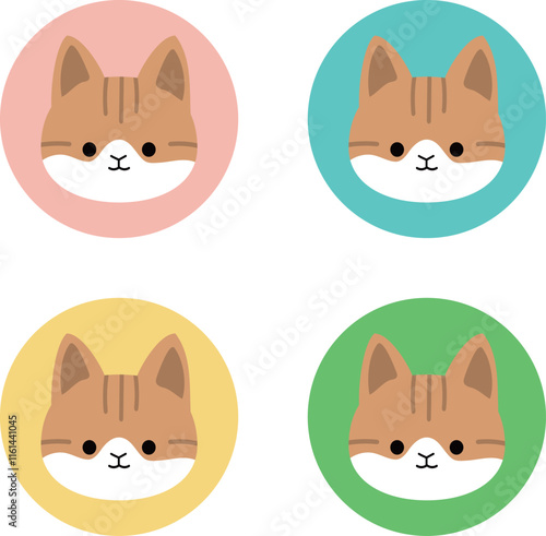 かわいい猫の顔のイラストセット