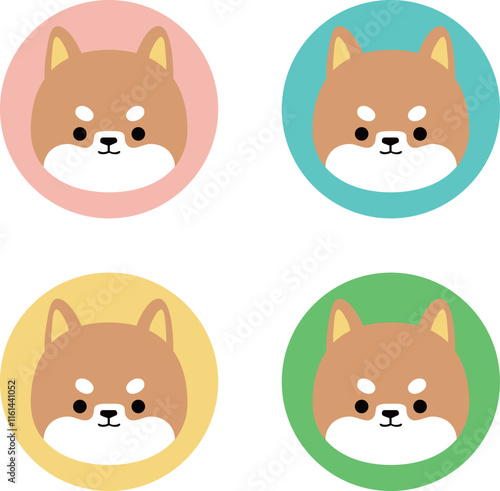 かわいい犬の顔のイラストセット