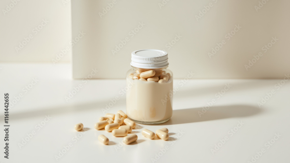 Magnesium Glycinate capsules on a white surface with their contents spilled out. Magnesium Glycinate capsules on a white surface with their contents spilled out.