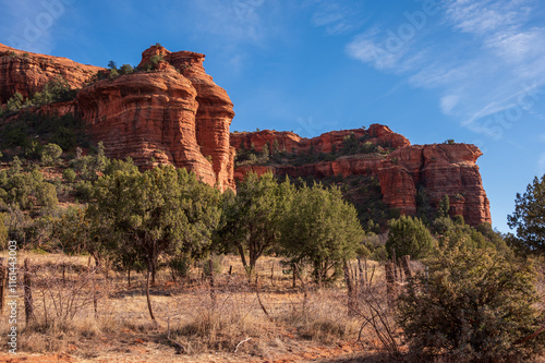 Views of Bear Mountain near Sedona, Arizona with old ranch remains. photo