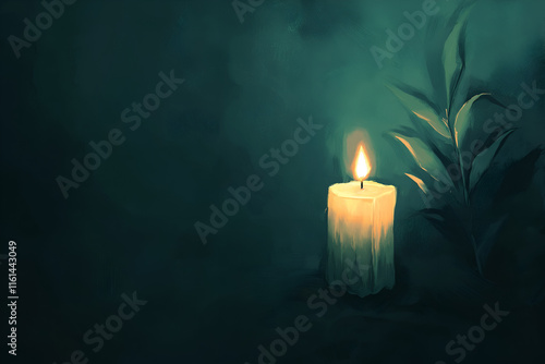 A single lit candle in a dark setting, symbolizing reflection, memory and hope
